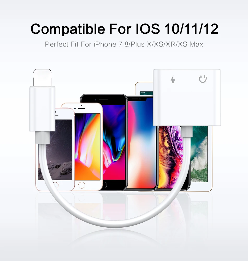 Адаптер 2 в 1 для iPhone X XS XR 7 8 Plus Plug Play аудио IOS 3,5 10,2 зарядное устройство конвертер для освещения 10,3 мм