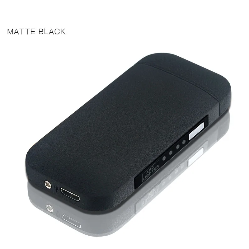 Matte Black USB электрическая двойная дуговая Зажигалка перезаряжаемая ветрозащитная Зажигалка для сигарет двойная импульсная перекрестная плазменная Зажигалка свободное имя лазера - Цвет: Matte Black