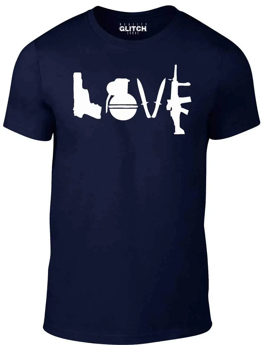Love T-Shirt - Funny t shirt weapons retro war urban art guns knife cool peace Cartoon men Unisex New Fashion tshirt | Мужская одежда