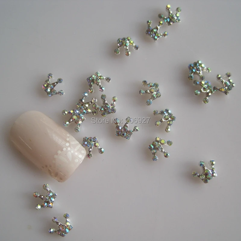 MD-741 10pcs Fancy Crystal AB Rhinestone Small Silver Crown Deco Metal Charms Nail Art | Красота и здоровье