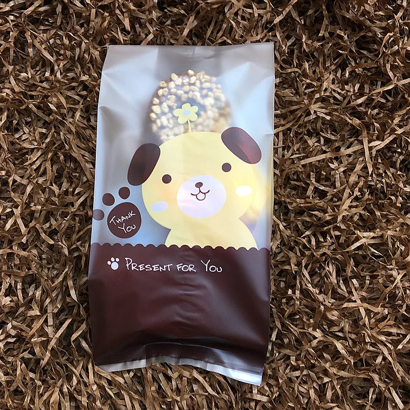 (50 шт./лот) только пакеты желтая сумка для печенья собак упаковка конфет и тортов