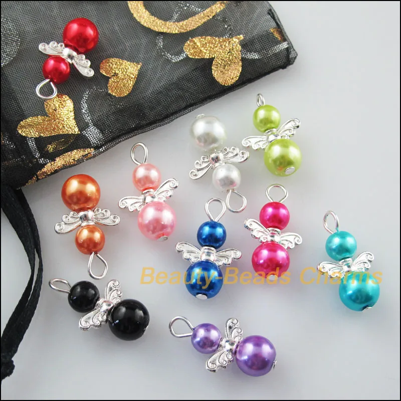 Мода 20 Новые шармы смешанные танцующий ангел с серебряным покрытием Кулоны