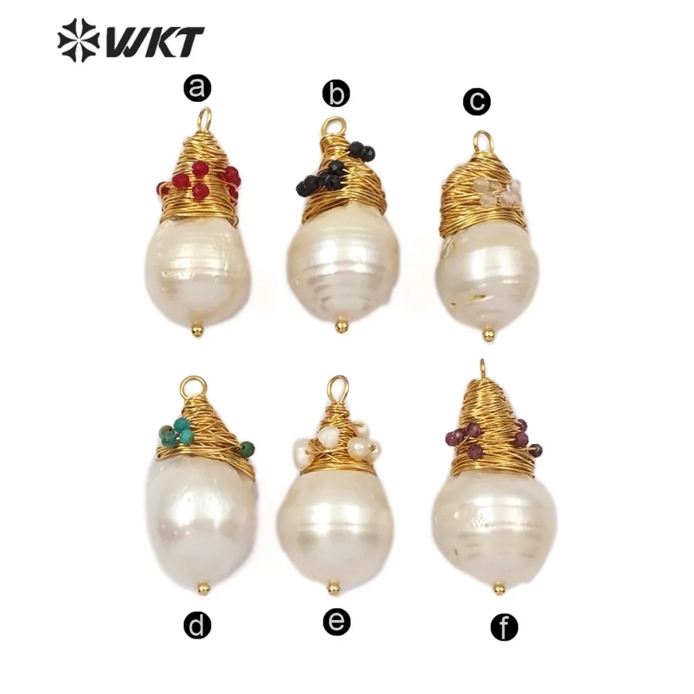 WT-JP132 Кулон из жемчуга в стиле барокко форме капли белый жемчуг с латунной