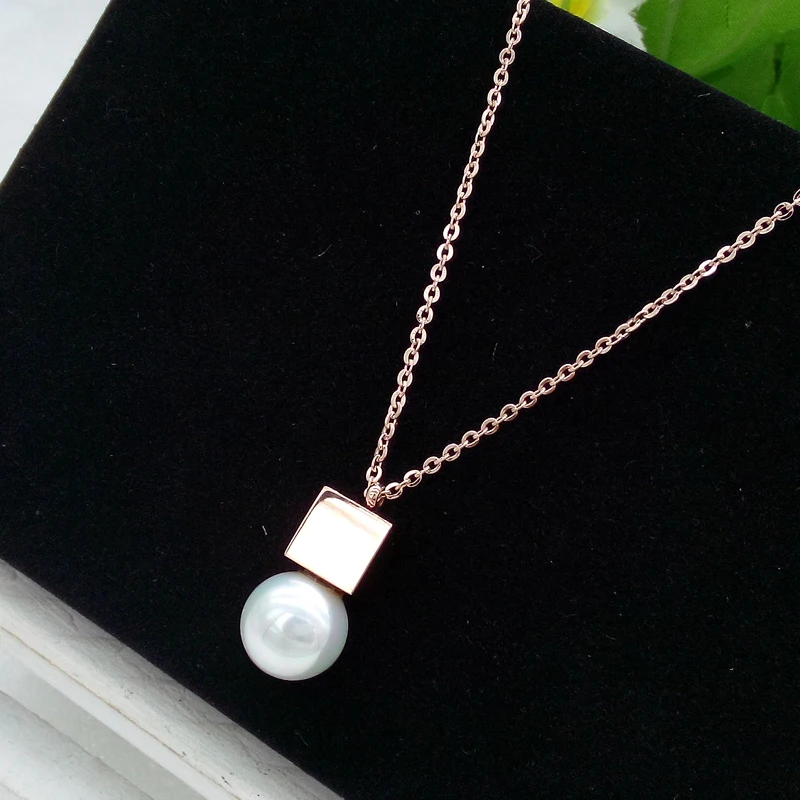 Розовое золото/серебро цвет квадратный жемчуг эффектный воротник колье ожерелье