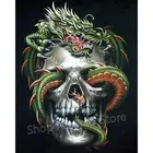 Алмазная живопись 5D сделай сам, картина с квадратнымикруглыми стразами, с рисунком черепа, вышивка крестиком, мозаика для шитья