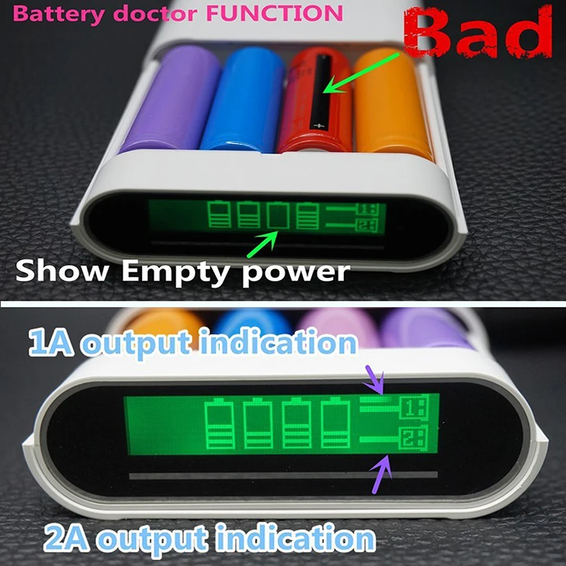 ToMo T4 DIY PowerBank Case 4 шт. 18650 аккумулятор 2200 мАч 2500 зарядное устройство Dual USB 5V 2A LCD слота
