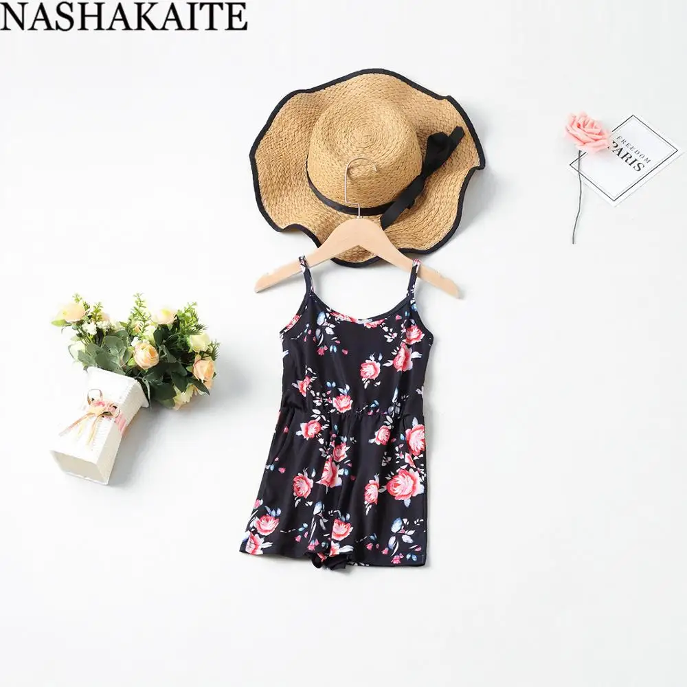 NASHAKAITE/Одежда для мамы и дочки; Комбинезоны на бретельках с принтом; Детский комбинезон; пляжные вечерние комбинезоны; одежда для мамы и меня