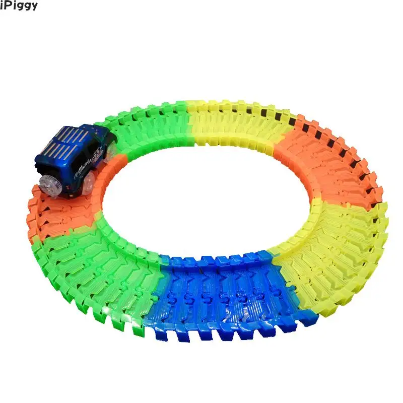 iPiggy Miraculous Glowing Race Track Bend Flex Flash in the Dark Assembly Car Toy 44/100/220/240pcs Glow Tracks Set Truck | Игрушки и