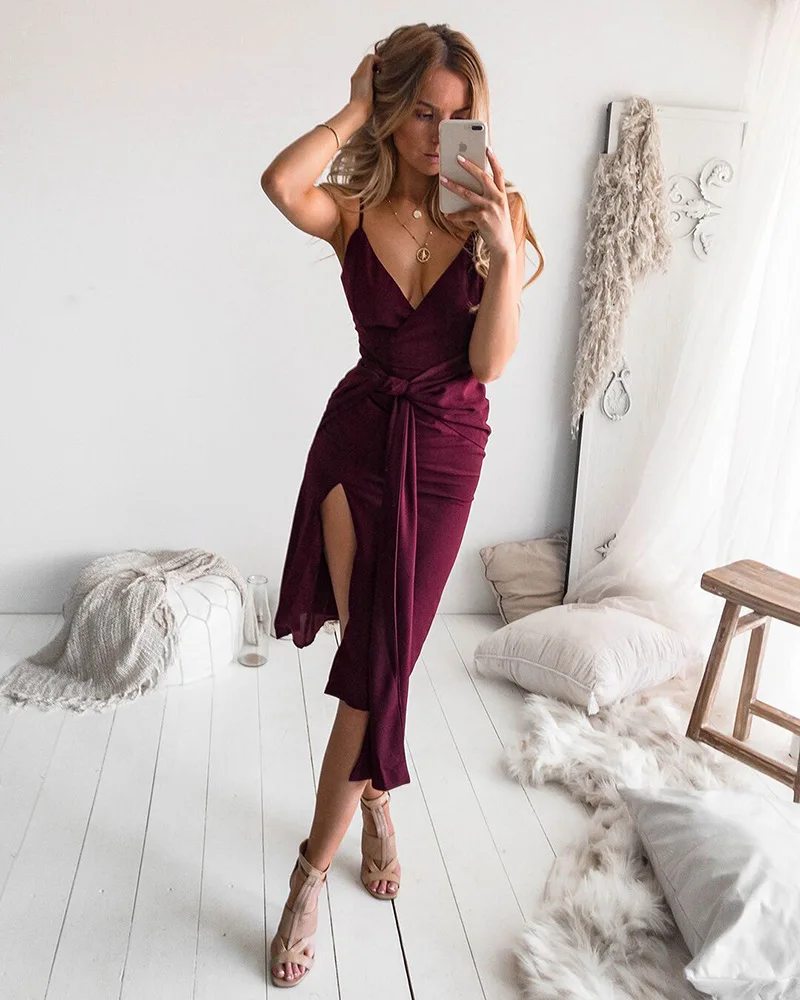 Женское нерегулярное Бандажное платье с v-образным вырезом Платья Vestidos Для для