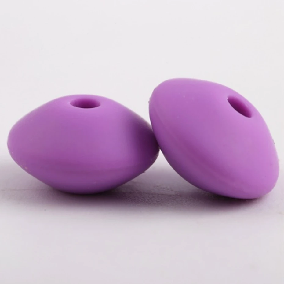 Purple Силиконовые счеты бусины 30 шт. DIY пустышки цепи аксессуары бусы, не содержат Бисфенол А сделано для мамы чечевицы пищевой класс детский Прорезыватель 12 мм - Цвет: Purple