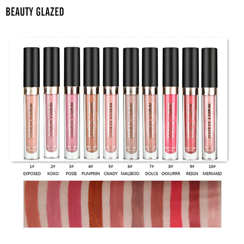 Матовая жидкая губная помада Beauty Glazed 10 цветов легко носить блеск для губ краска
