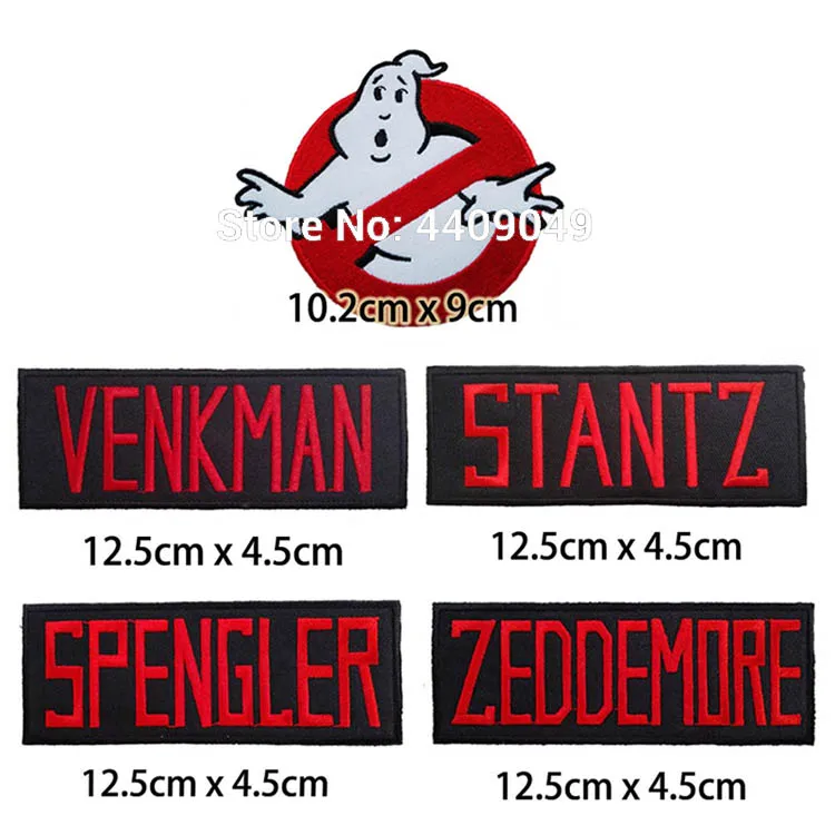 Ghostbuster значок смешанный вышитый Железный на патч, Хэллоуин косплей эмблема на ткани, Детская куртка джинсовая одежда аппликация «сделай сам» - Цвет: Logo and tags