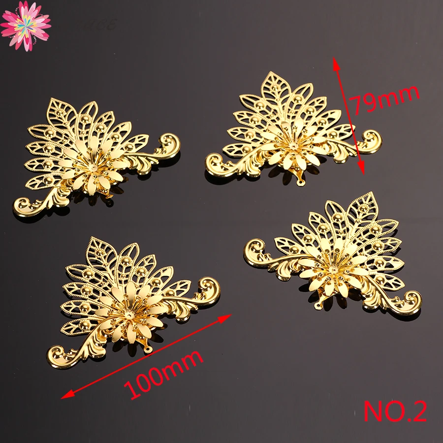 5pc/lots Big Connectors Metal Filigree Wrap Flowers Wings Butterfly Peacock Gold Plated For Jewelry Making Diy Crafts Decoration | Украшения