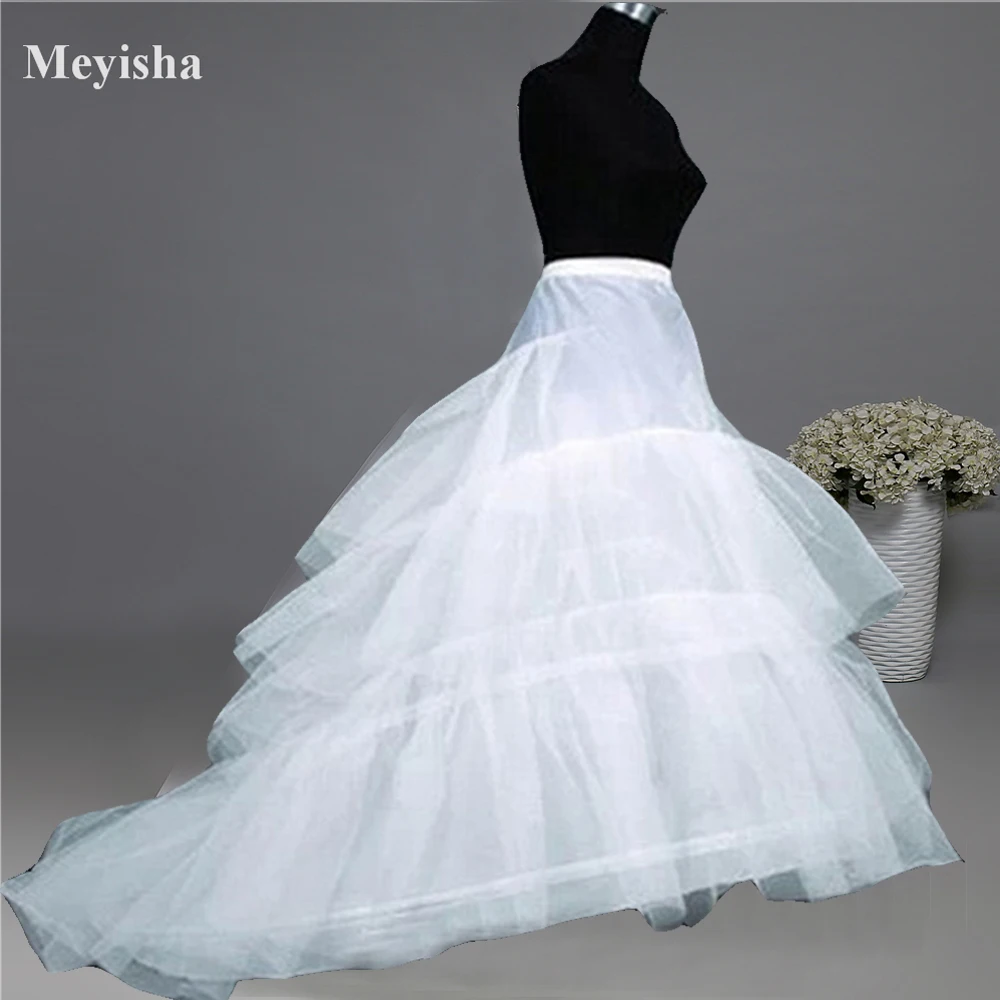 

In Stock Free shipping High Quality White Petticoat Train Crinoline Underskirt Layers For Wedding Dresses Bridal Gowns