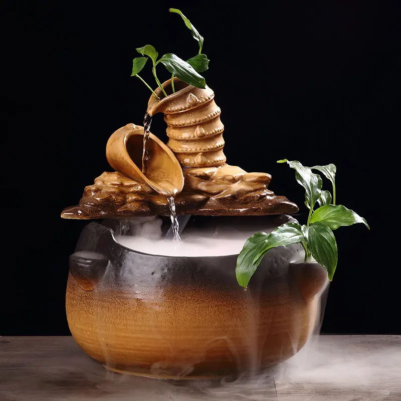 110/220 в винтажный керамический фонтан для воды Lucky Feng Shui украшение колеса