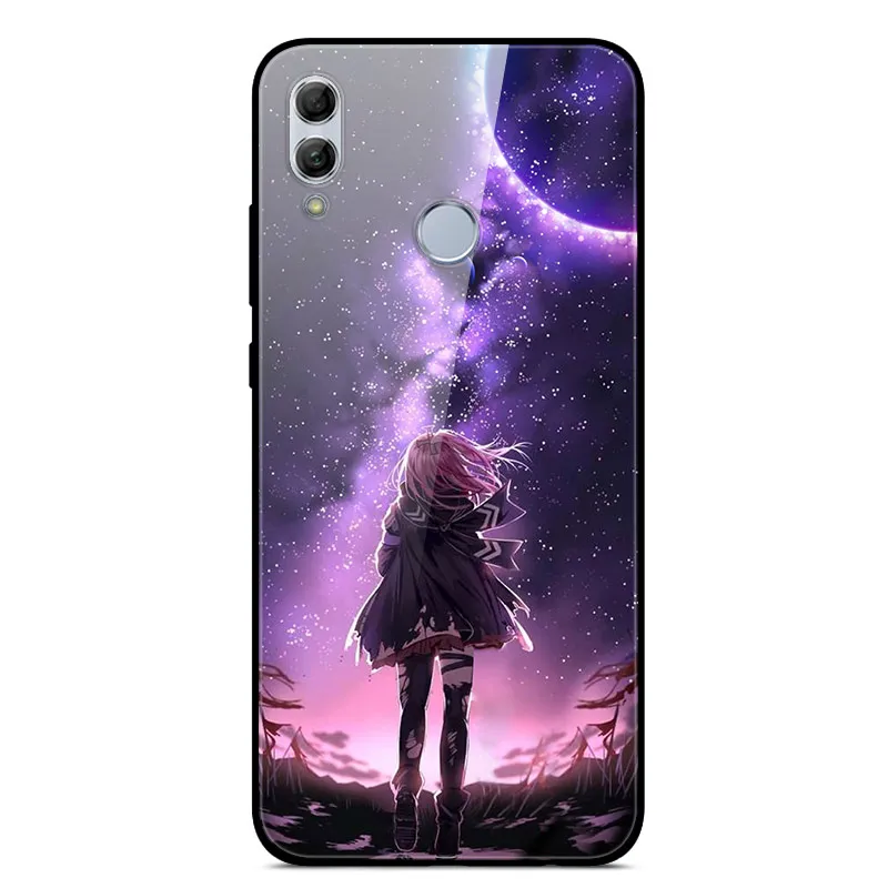 Чехол для huawei Honor 10 Lite с милым узором, стеклянный чехол на заднюю панель, Жесткий Чехол для huawei Honor 10 Lite, бампер для телефона, корпус, Funda, светильник - Цвет: 4