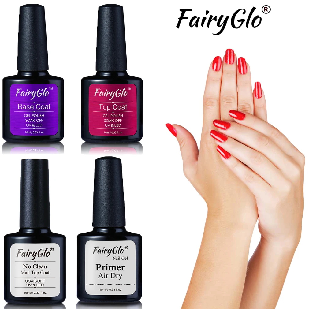 Fairyglo для ногтей гель для ногтей, база, верх, резиновая основа не чистый матовый эффект лаки для ногтей сохнущая на воздухе грунтовка Пелл Off лента для ногтей латекс Гель-лак для ногтей, базовая футболка