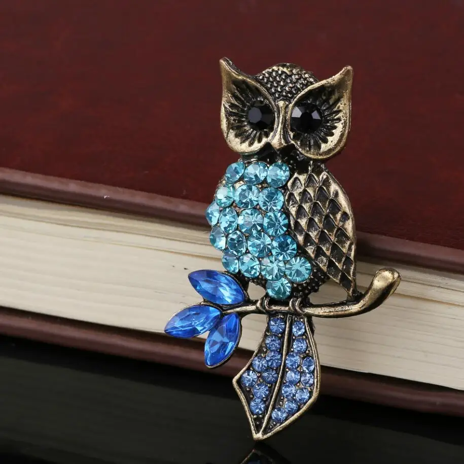 Изысканный дизайн сова леди стоя на ветке Женская Брошь с кристаллами|Броши| |