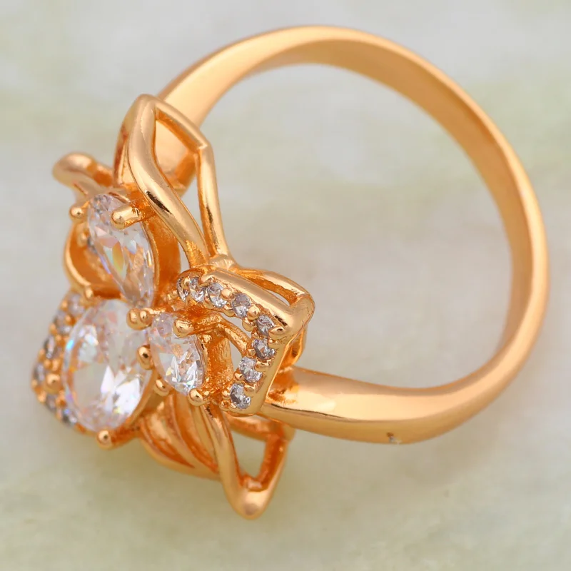 Женское кольцо с белым цирконием модное Золотое Размер 6 7 8 9 10 R573 2019|ring size|gold ringfashion