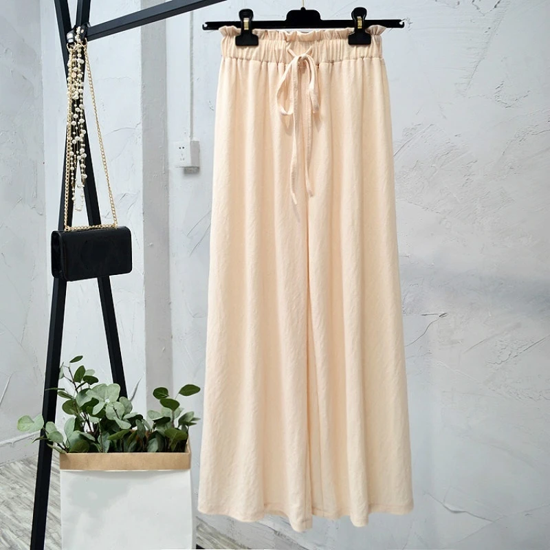 

Summer Women Wide Leg Pants 5 Colors Cotton Linen High Waist Ankle-Length Trousers Thin Casual Loose Culottes Fashion 224-108
