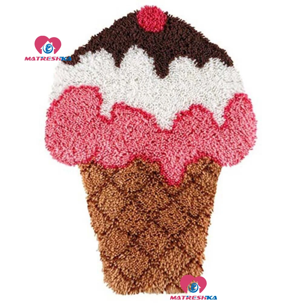 

diy Latch Hook Rug Kits"ice cream"knitted carpet embroidery klink haak kleed needle for carpet embroidery Foamiran for crafts