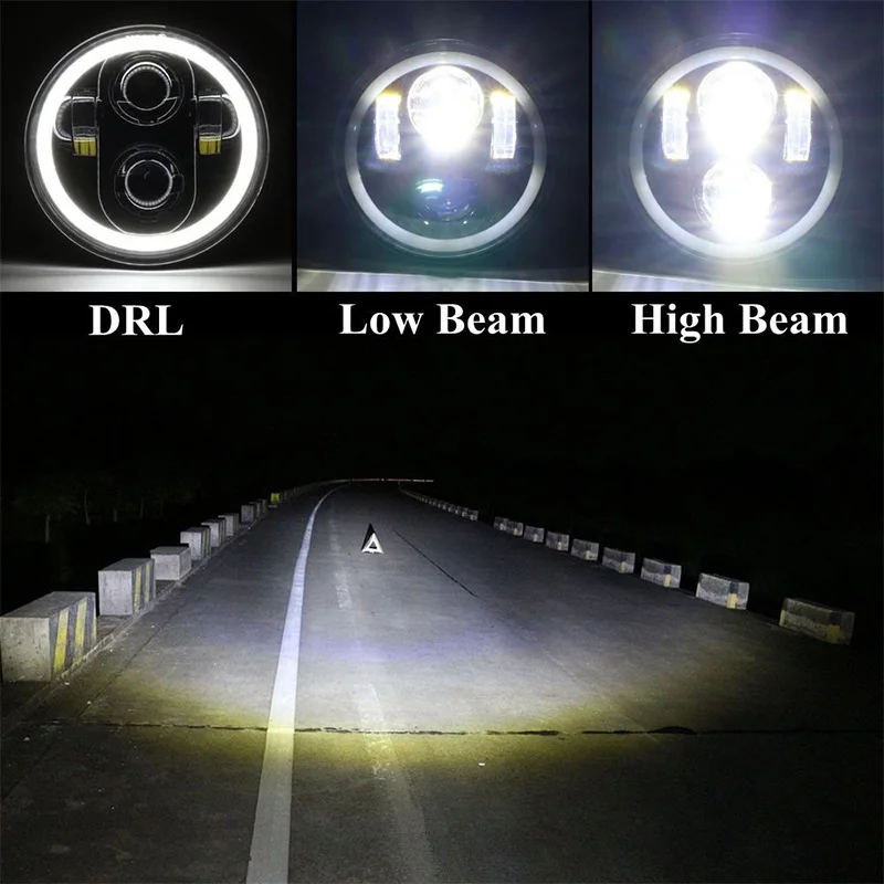 

Motorcycle 5-3/4" 5.75" Round LED Projection Headlight DRL For Harley-motorcycle Headlamp Halo with DRL for Harley-motorcycle
