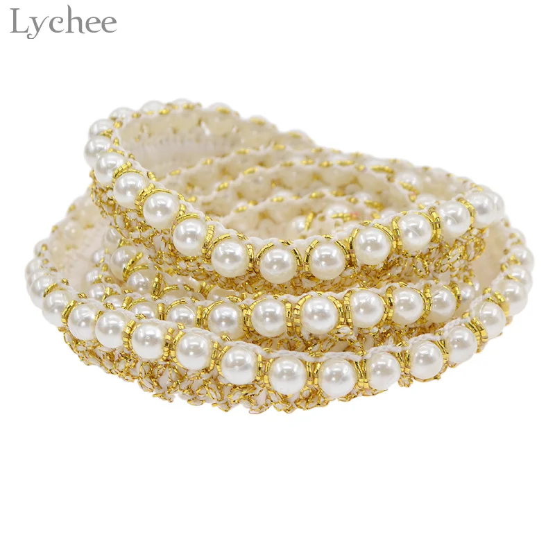 Личи жизнь 1 метр бисерная кружевная отделка вышитая жемчужина кромка Свадебная