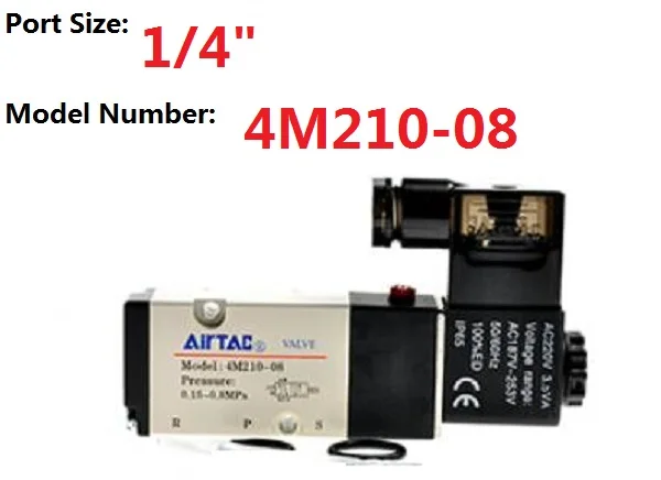 4M210-08 Airtac Намюр Электромагнитные клапаны 1/4 ''bsp 1/" 3/8" 1/" 5 способ 5/2 пластина клапана 4M210-08B 4M310-10B 4M410-15 4M110-06 4M220-08 - Цвет: 4M210-08