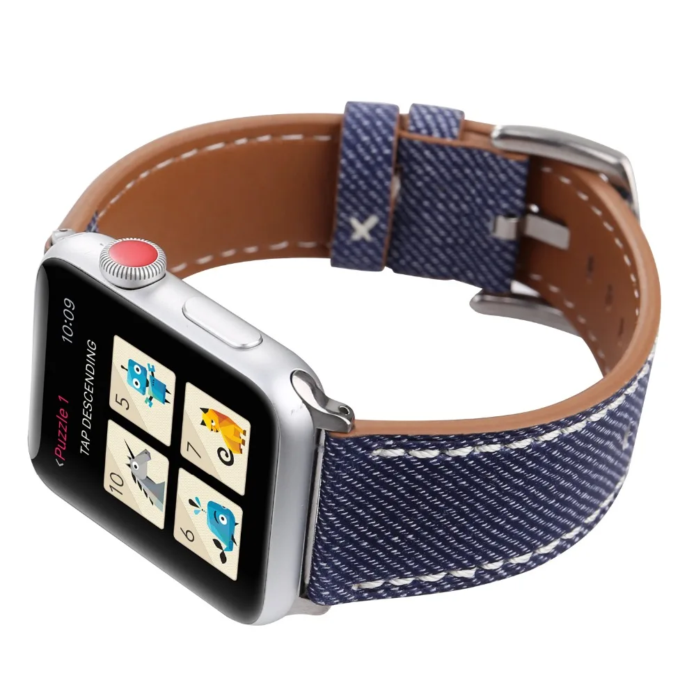 Ковбойский ремешок из натуральной кожи для apple watch series 4 3 2 1 сменный Браслет мягкой