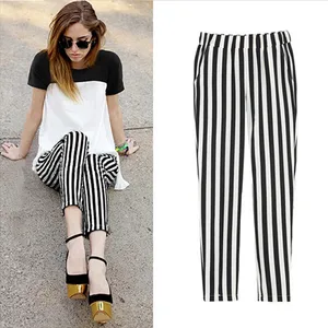 Летние женские шаровары 2016, шифоновые полосатые тонкие женские брюки, свободные женские спортивные брюки с эластичным поясом и высокой талией, женская модель
