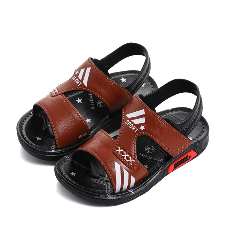 Коричневый New Big Boys Flat Beach Sandals Kids Summer Shoes fashion Children shoes Non- Slip Shoes Boys Student Sport Shoes - Цвет: Коричневый