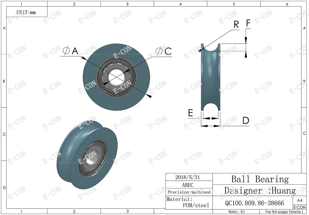 

1/2/5/10PCS U plastic Embedded 696 Groove Ball Bearings 6*22*7mm Guide Pulley Width 2.5mm