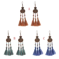 bohemian vintage alloy earrings indian ethnic thread tassel drop earrings for women party jewelry new design ear accessory