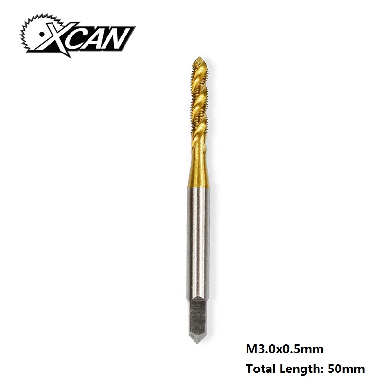M3x0.5 Винтовой кран XCAN HSS из стали с титановым покрытием, спиральный метрический резьбовой кран M2/M2.5/M3/M3.5/M4/M5/M6, ручной кран TR - Цвет: M3x0.5
