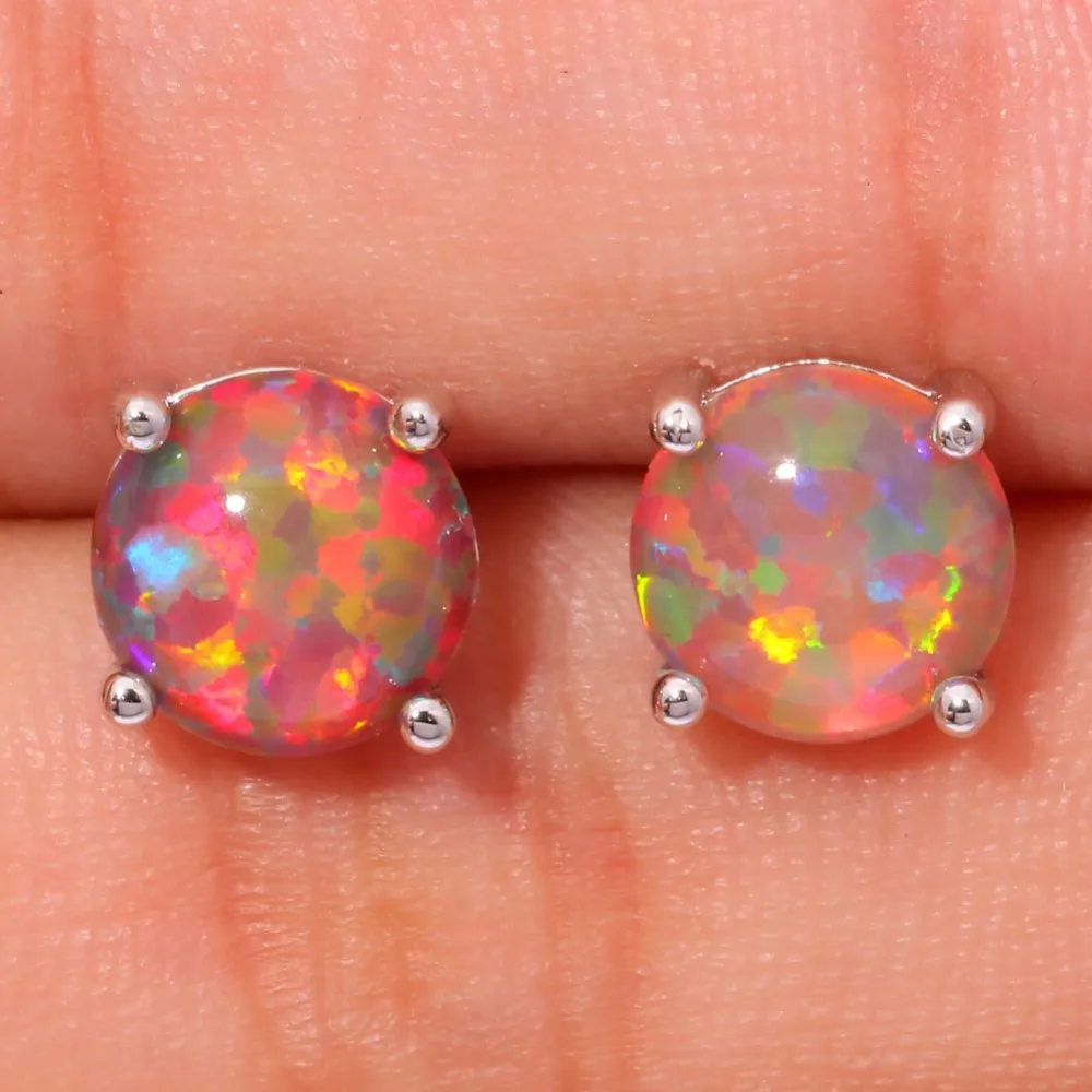 Cinily создан оранжевый огненный опал 8 мм посеребренные серьги оптом мода для