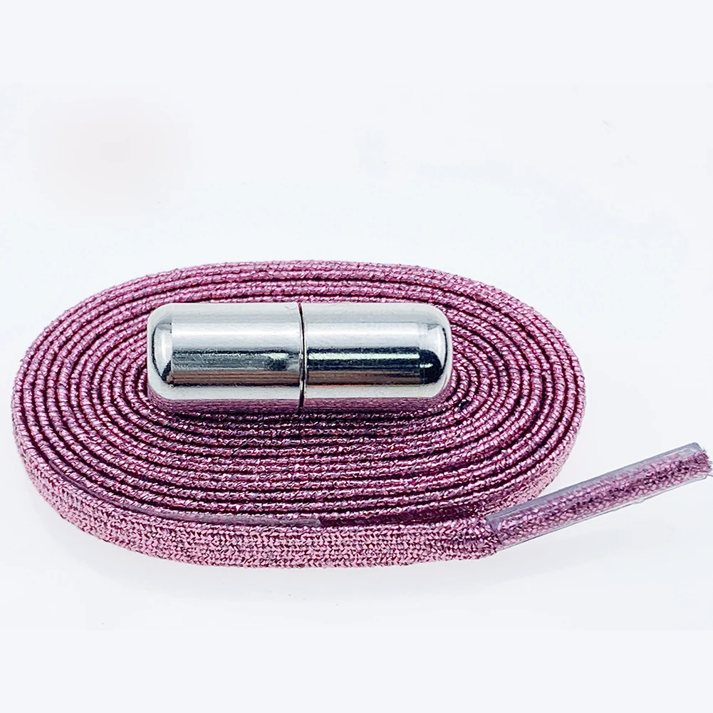 rose gold 1Pair 100cm No Tie Lazy Shoelaces shiny Elastic Shoes Lace Casual Sneakers Stretchy Shoelace Glitter Elasticity Shoe Laces - Цвет: rose gold