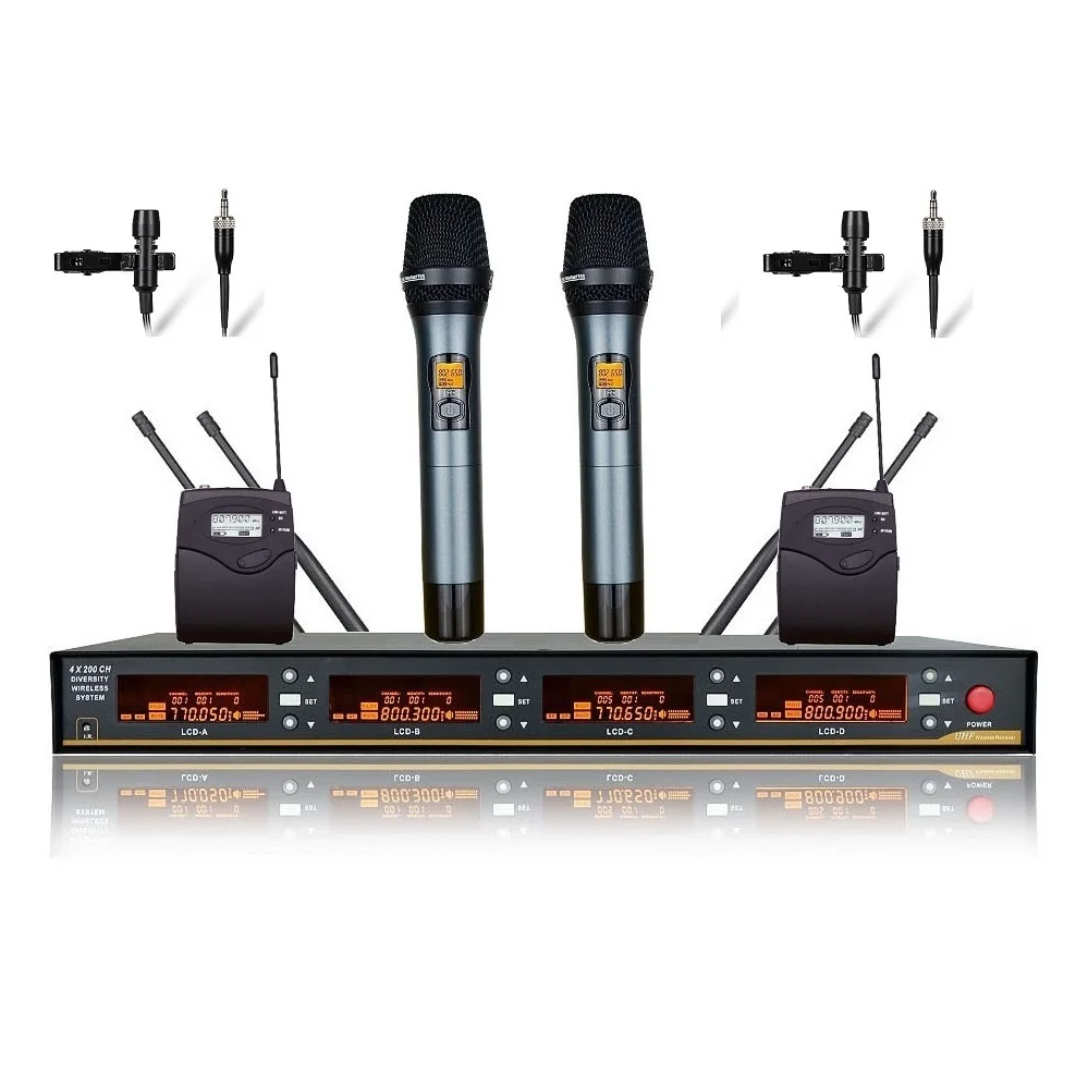 2handheld 2lavalier Bolymic 4x100 канальный UHF беспроводной микрофон системы для Sennheiser SKM9000 ручные беспроводные микрофоны для церкви - Цвет: 2handheld 2lavalier