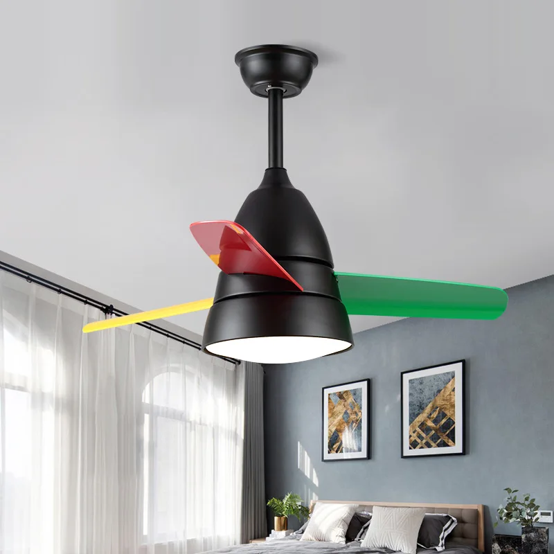 

Modern Colorful Ceiling Fans Lights Wall Contuol Remote Control 26/36 Inches DC 220V Home Deco For Parlor Bedroom Bar Restaurant