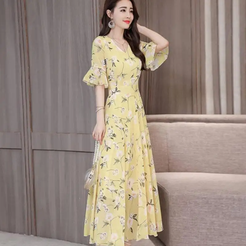 Yfashion Новое шифоновое летнее платье для женщин 2019 модное женское с цветочным