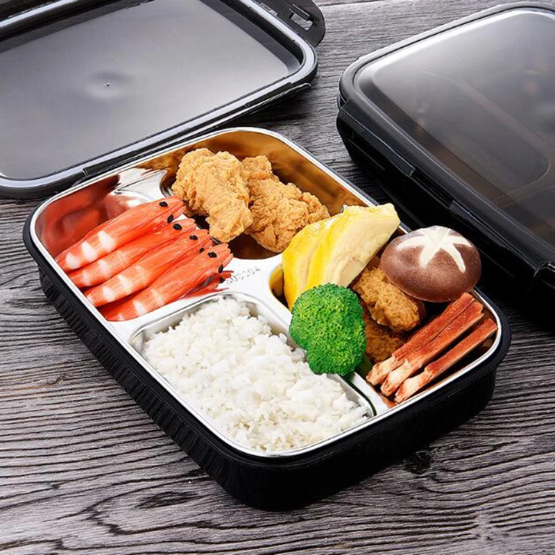 

YiHAO 800ML Five grid 304 Stainless Steel PP Heat Sealed Leakproof Lunch Boxes Environmentally Friendly Convenient Lunch Box