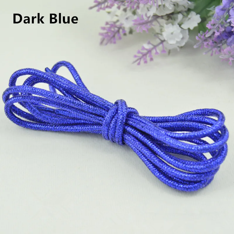 Dark blue Блестящие золотые и серебряные яркие круглые шнурки 15 цветов 113 см кроссовки спортивная обувь шнурки - Цвет: Dark blue