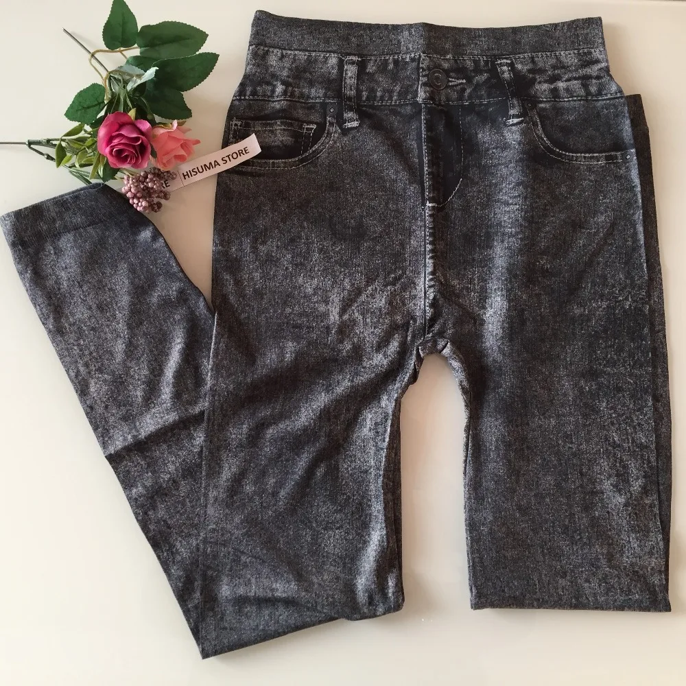 Женские эластичные тонкие джинсы легинсы с имитацией повседневные облегающие