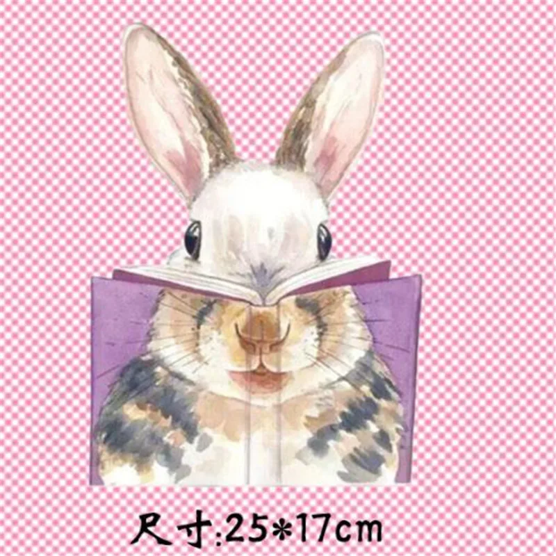 T shirt heat transfer printing rabbit book 25cm pvc patch for clothes iron on patches clothing animal 3d stickers | Дом и сад