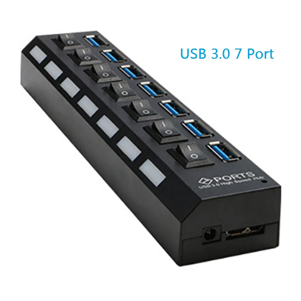 USB 3.0 7 Port Usb-хаб Micro USB 3,0 концентратор разветвитель с адаптером питания USB 4/7 порт концентратор Высокоскоростной 5 Гбит/с USB разветвитель 3,0 концентратор для ПК Аксессуары - Цвет: USB 3.0 7 Port