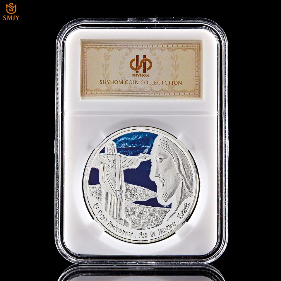 

Brazil Rio Jesus Christ Church Silver Plated South American Lucky Landmark Souvenir Silver Coin Collection W/PCCB Holder