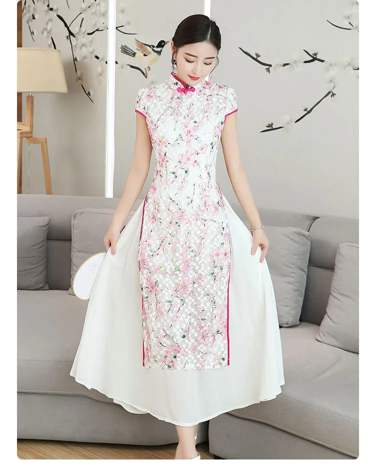Китайское традиционное длинное Чонсам qiapo Vietnam Ao Dai платья для женщин