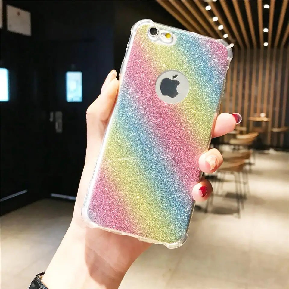 AntiKnock Glitter 2 in 1 Case For iPhone 6 6S SE 7 8 Plus X XR XS MAX TPU Cover Rainbow Samsung J4 J6 2018 A6 A8 Note 9 S9 S8 S7 |