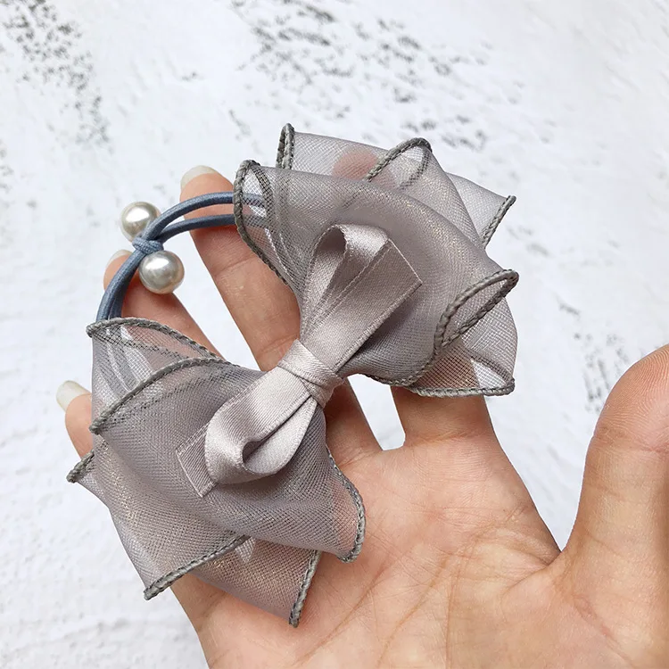 

Wholesale 15pcs Boutique Gauze Hair Bow Hair Ties Solid Bowknot Elastic Hair Bands Fashion Headwear Princess Hair Accessories