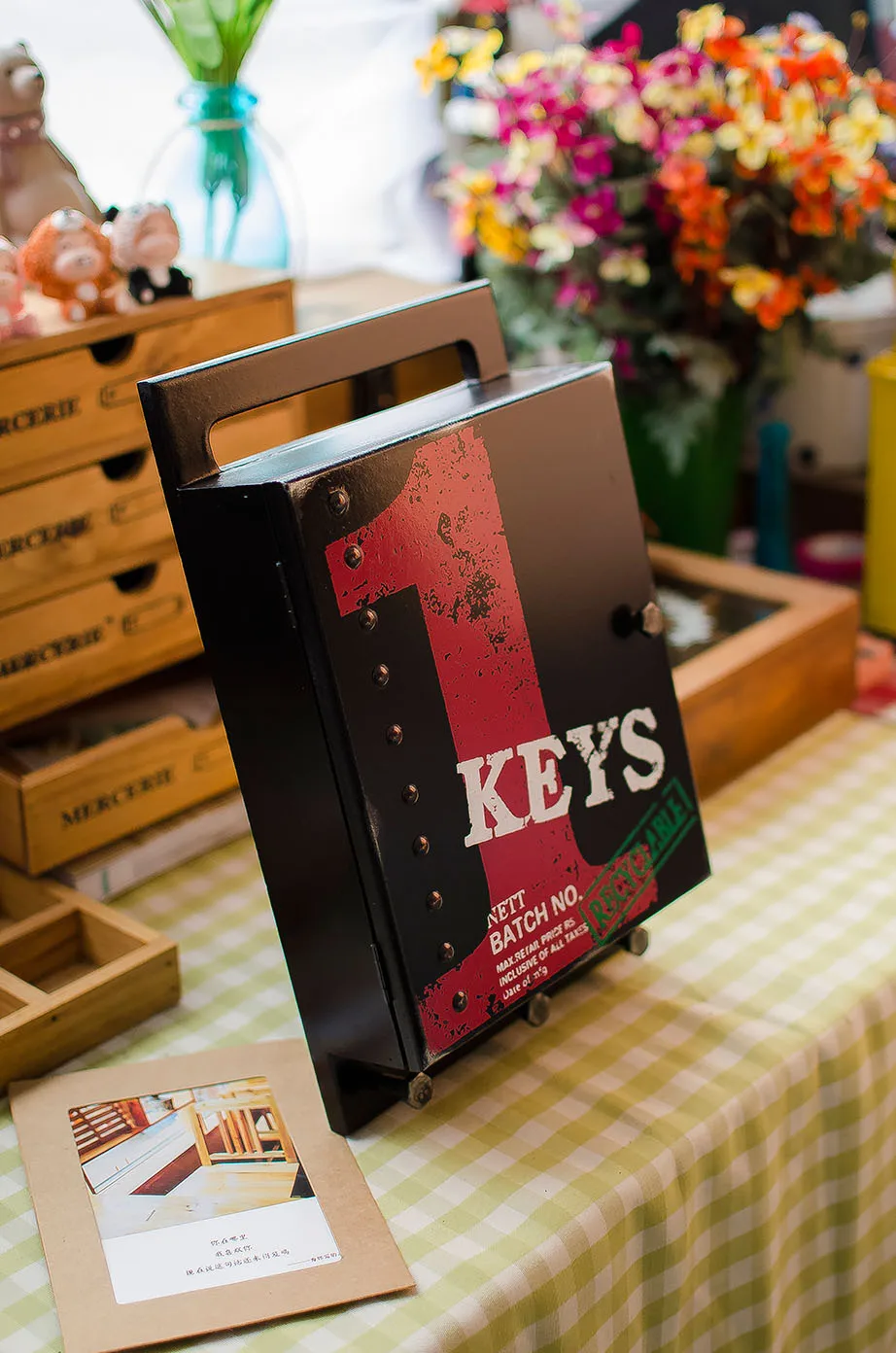 Винтажная настенная деревянная коробка для хранения крючок держатель букв