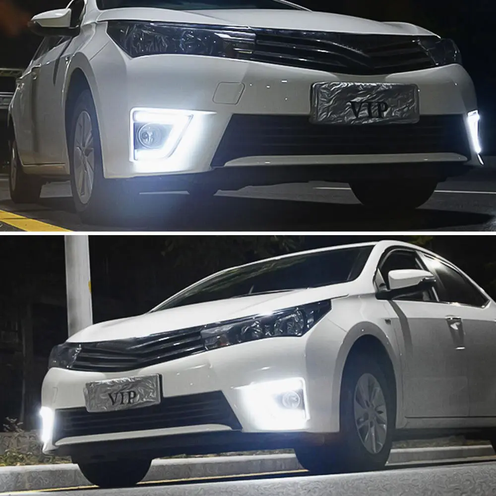Для Corolla 2013 2014 2015 1 пара ABS белые светодиодсветодиодный дневные ходовые огни DRL